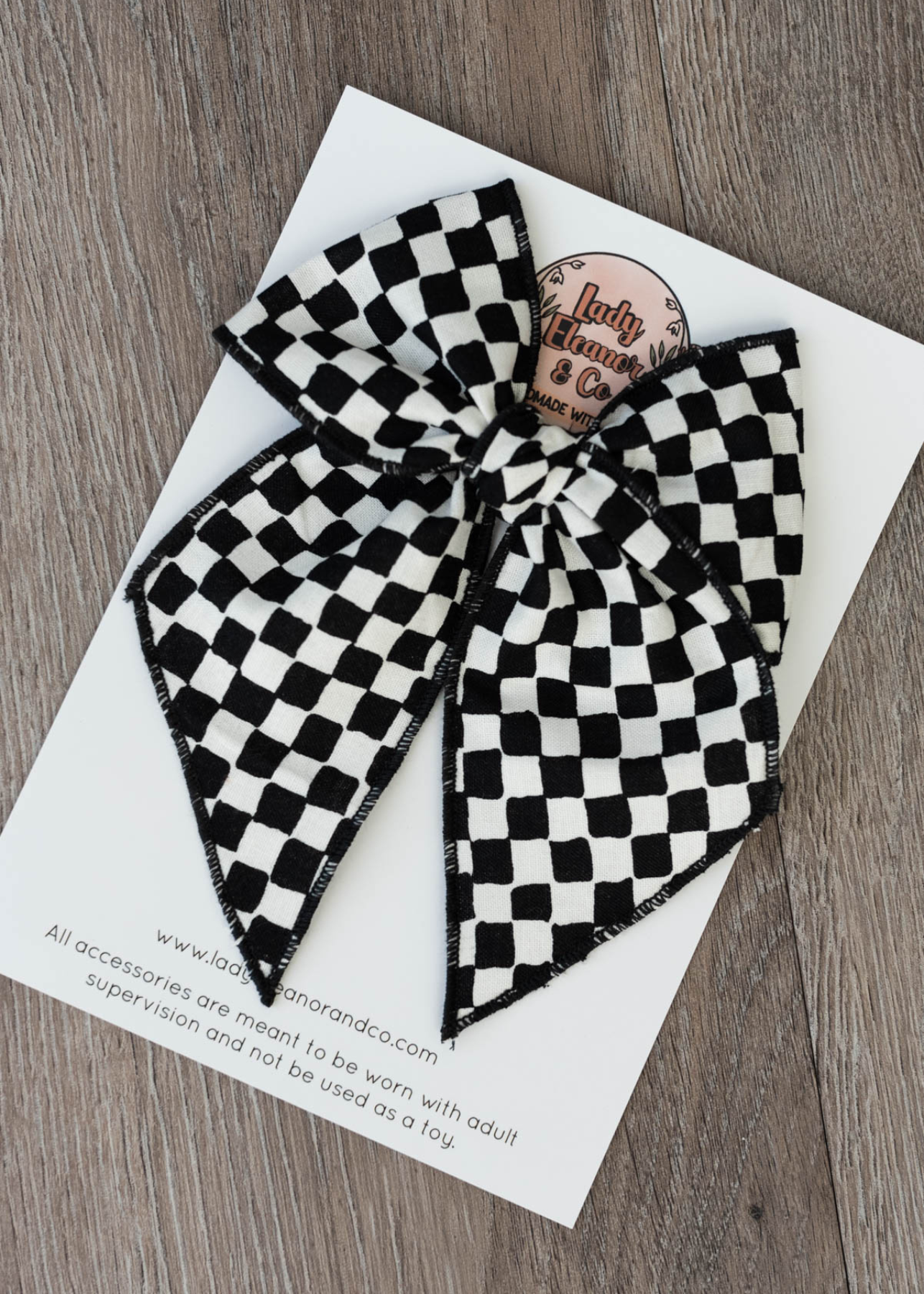 Black white checkered bow