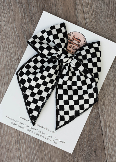 Black white checkered bow