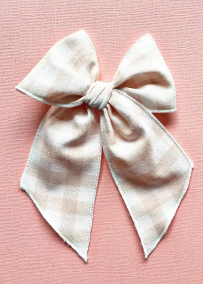 Peach gingham bow