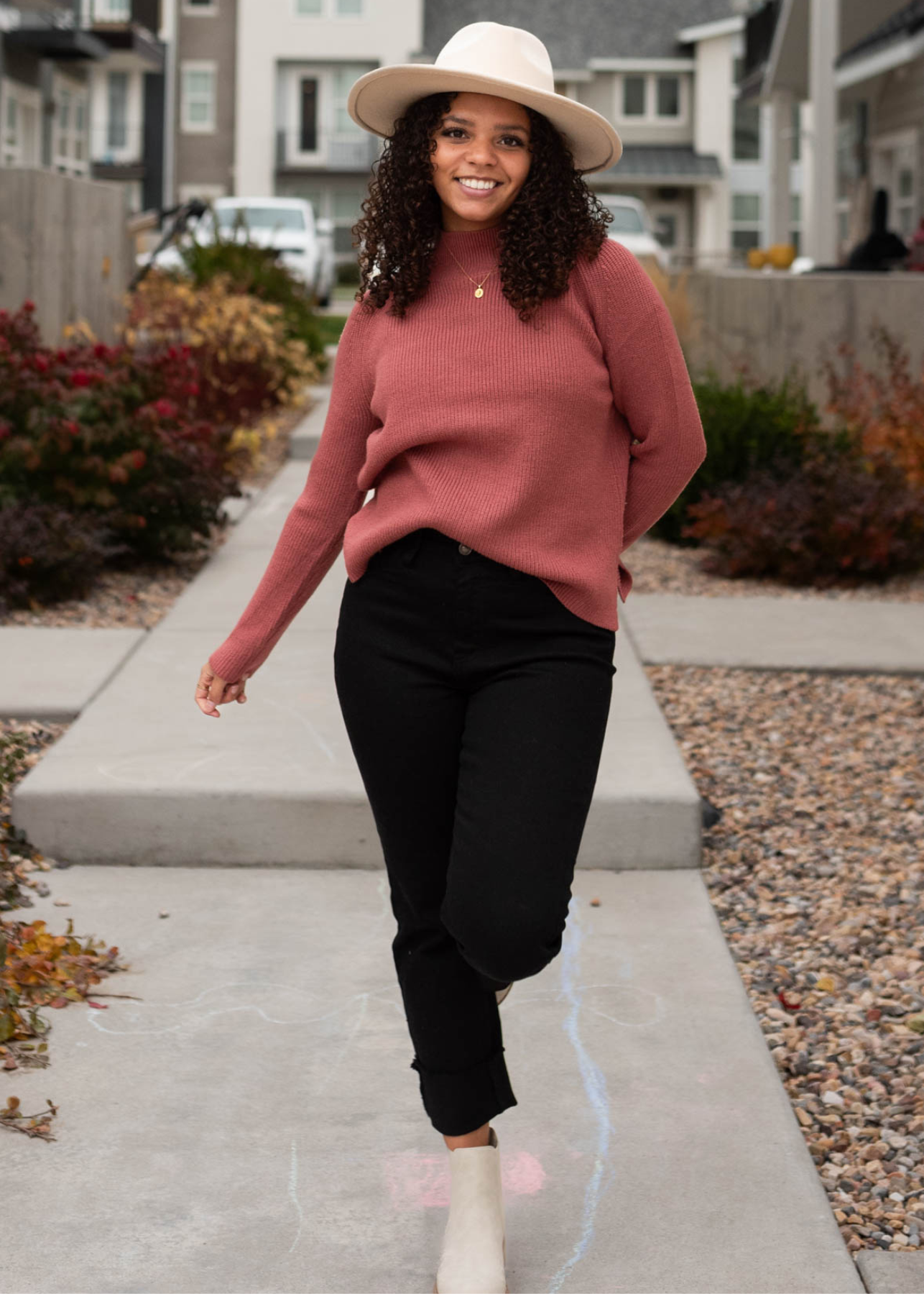 Front view of a marsala sweater with a turtle neck