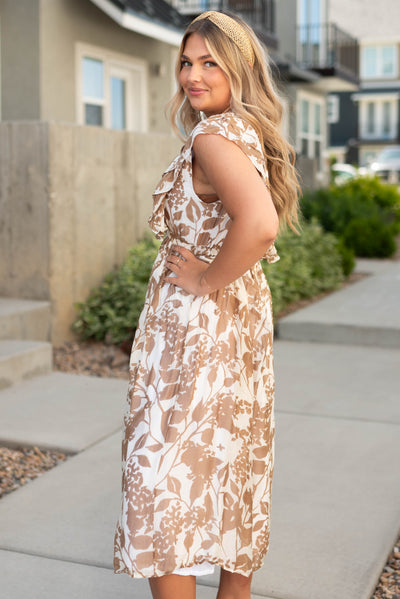 Side view of a beige dress