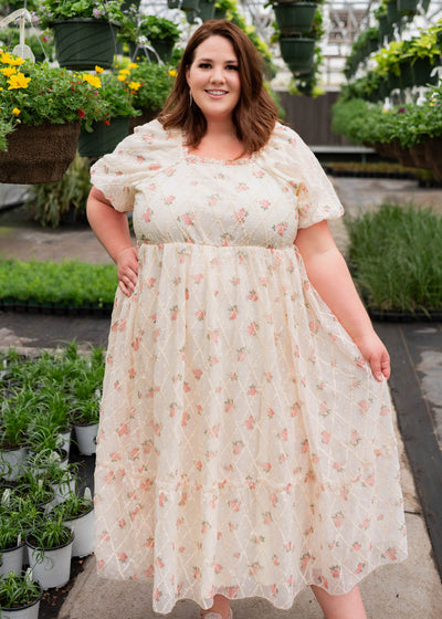 Plus size cream rose dress