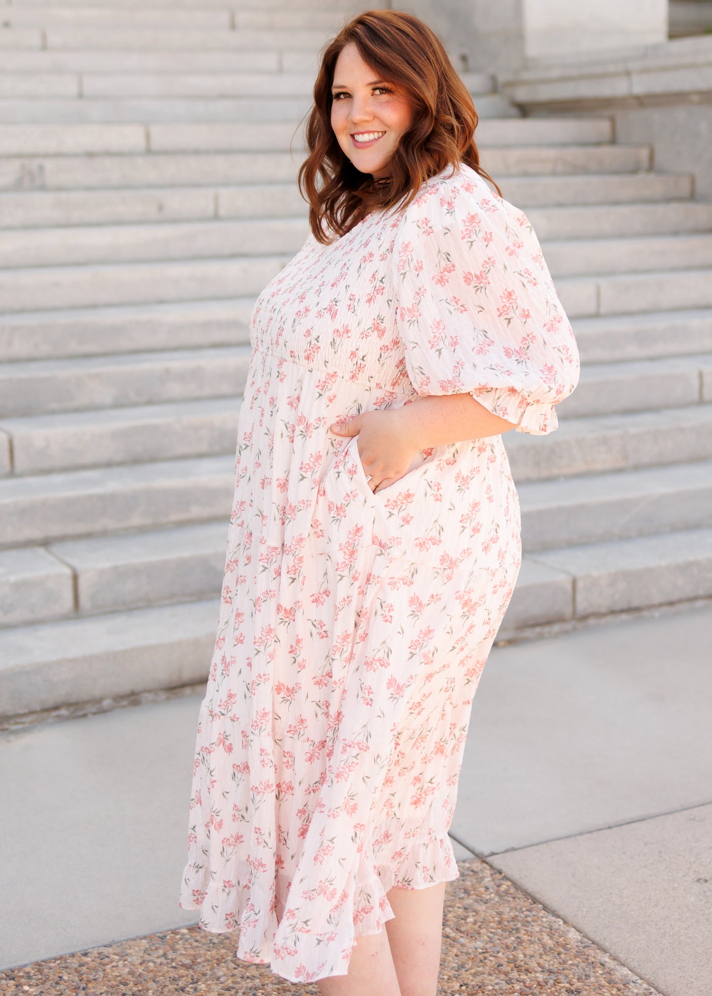 Emmie Pink Floral Tiered Dress