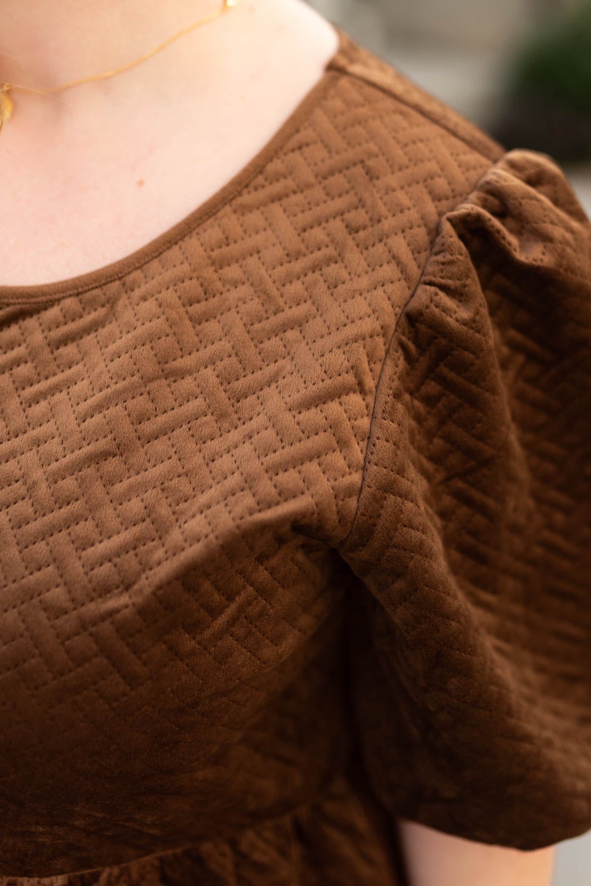 Fabric pattern of the plus size chocolate dress