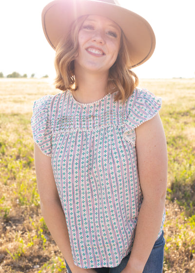 Multi top with short sleeves