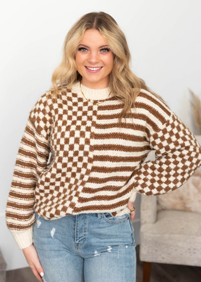 Brown checkered sweater
