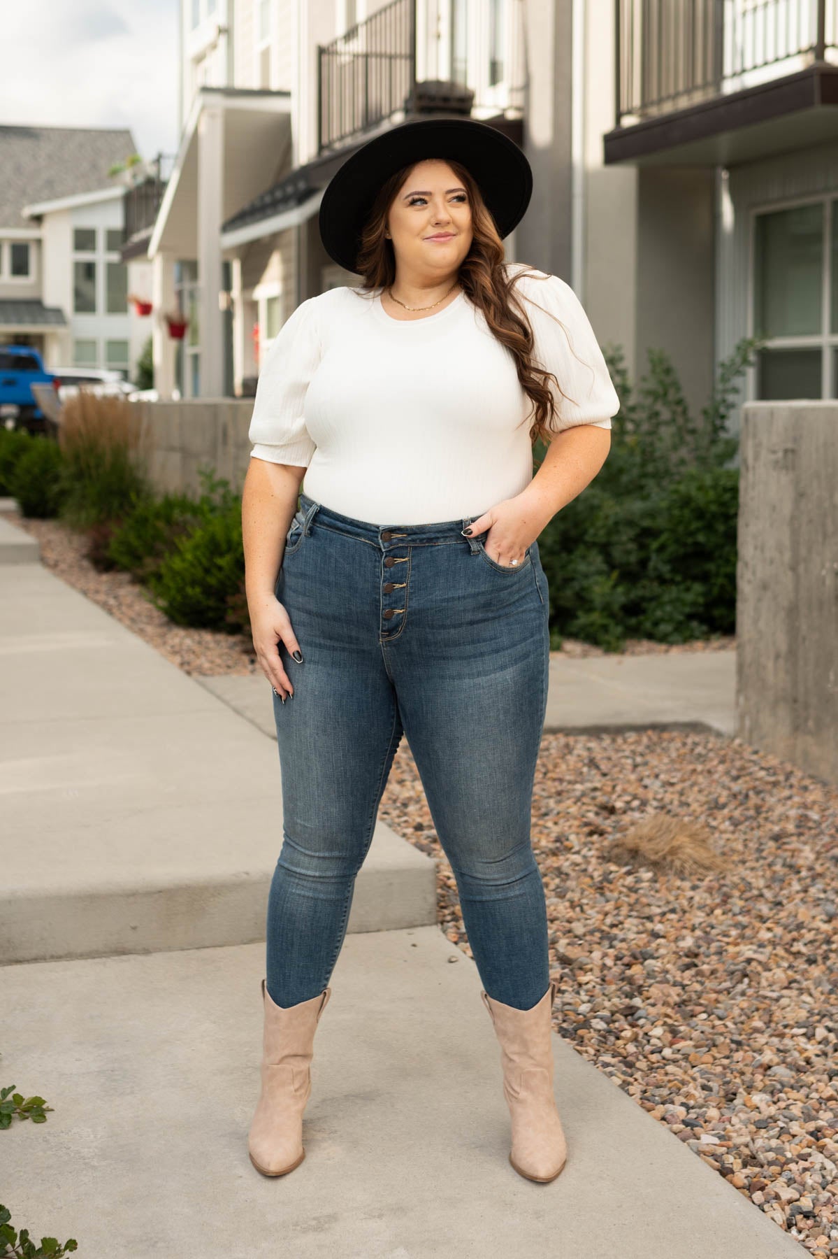 Plus size white bodysuit with short sleeves
