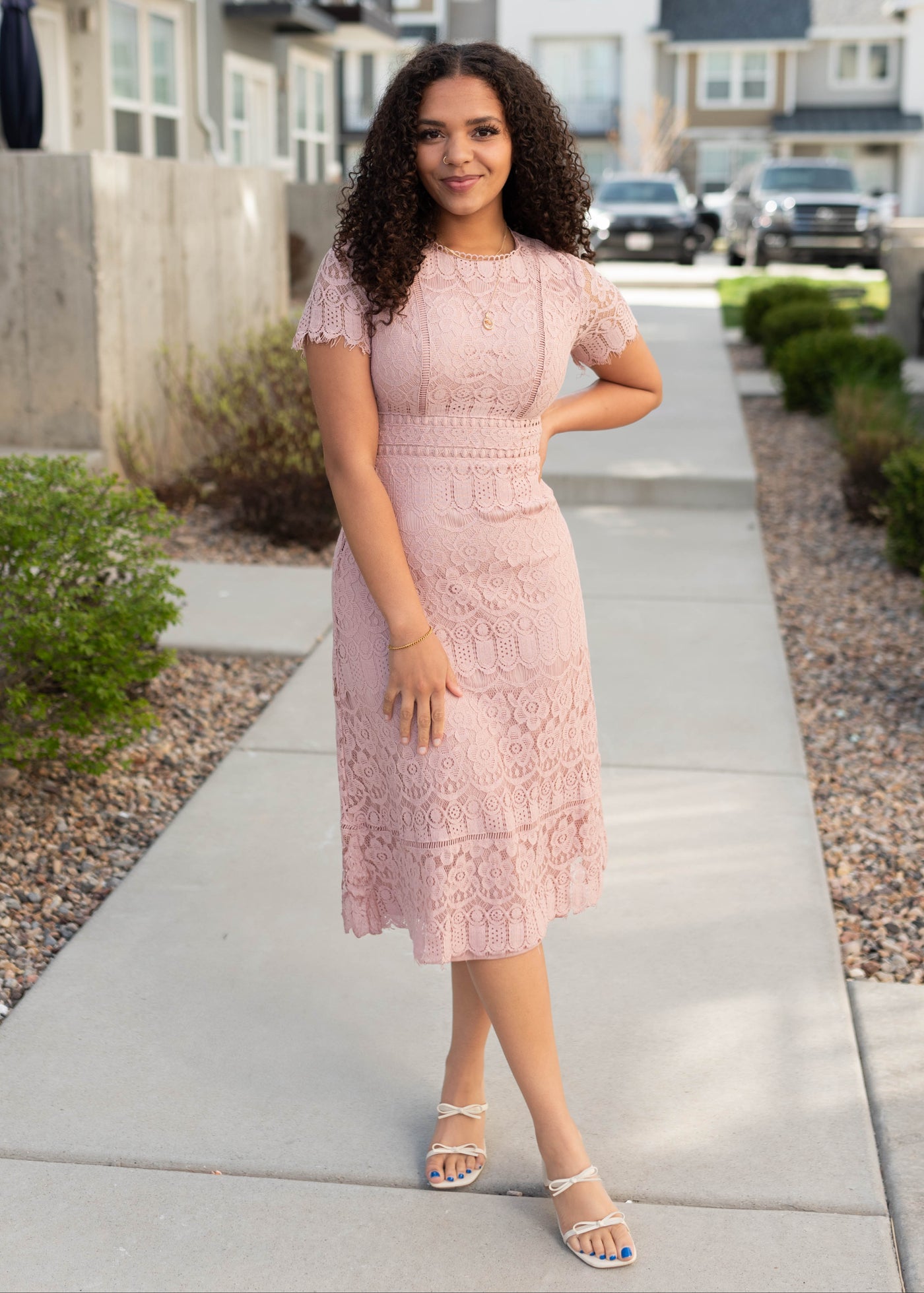 Small dusty pink lace dress