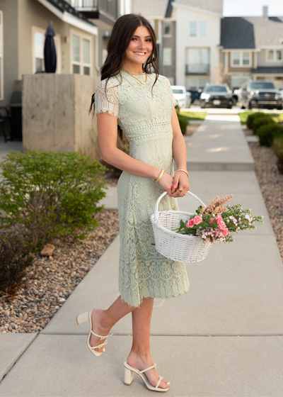 LIght sage lace dress