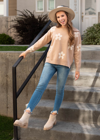 Eve Taupe Floral Sweater