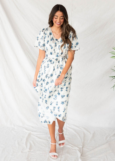 small high wasited blue floral dress