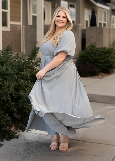 Plus size slate grey dress