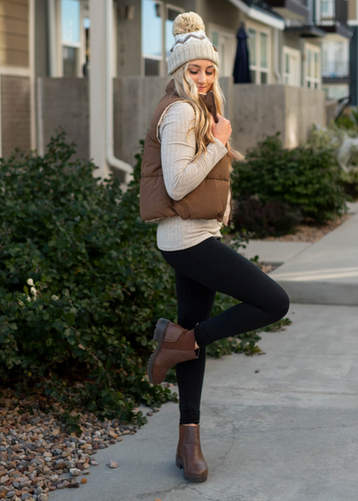 Ivory on the inside cocoa reversible puff vest