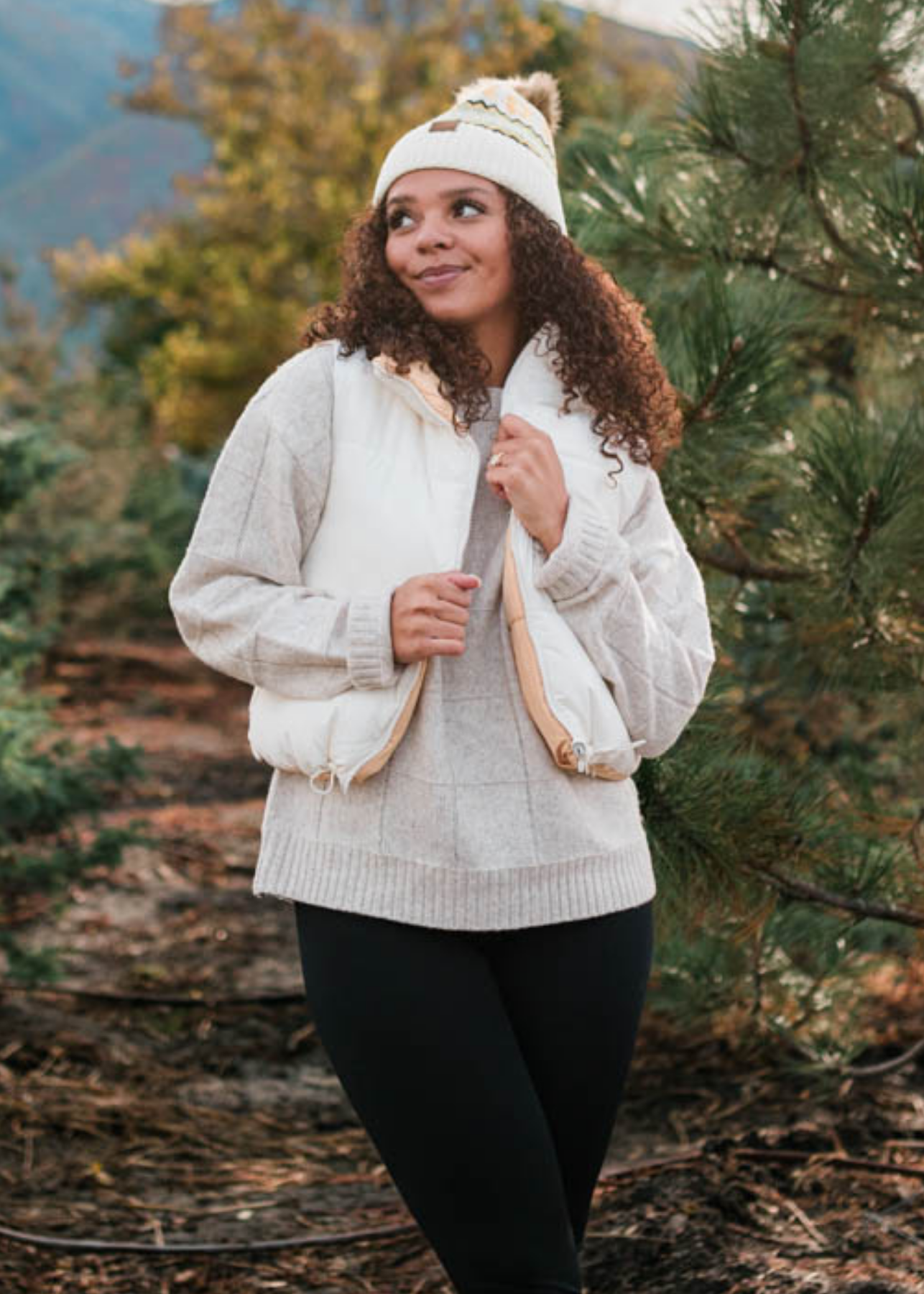 Ivory reversible puff vest