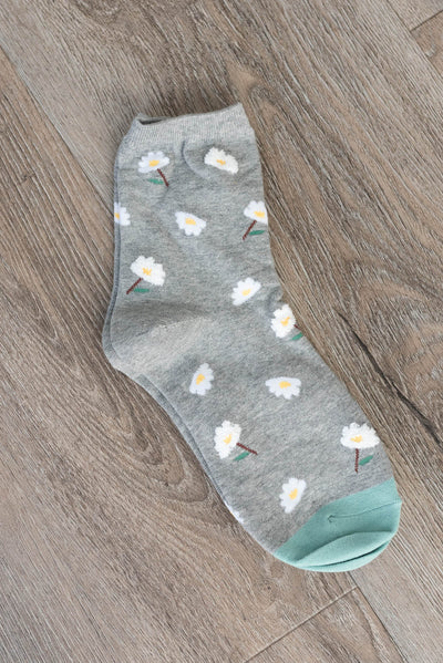 Grey daisy garden socks