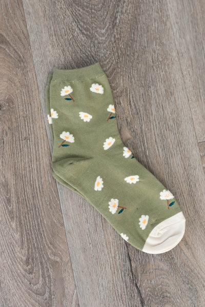 Olive daisy garden socks