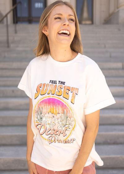 Short sleeve sunset white t-shirt 