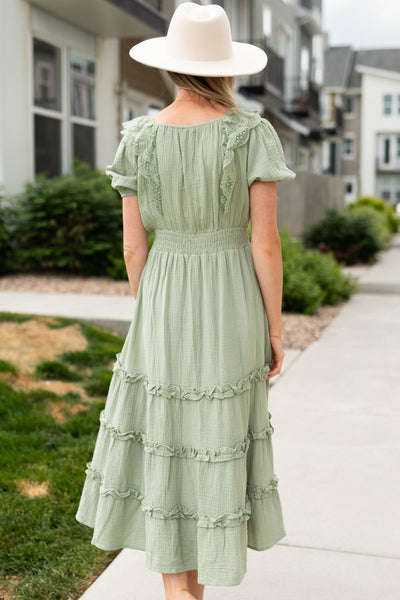 Back view of a sage dress
