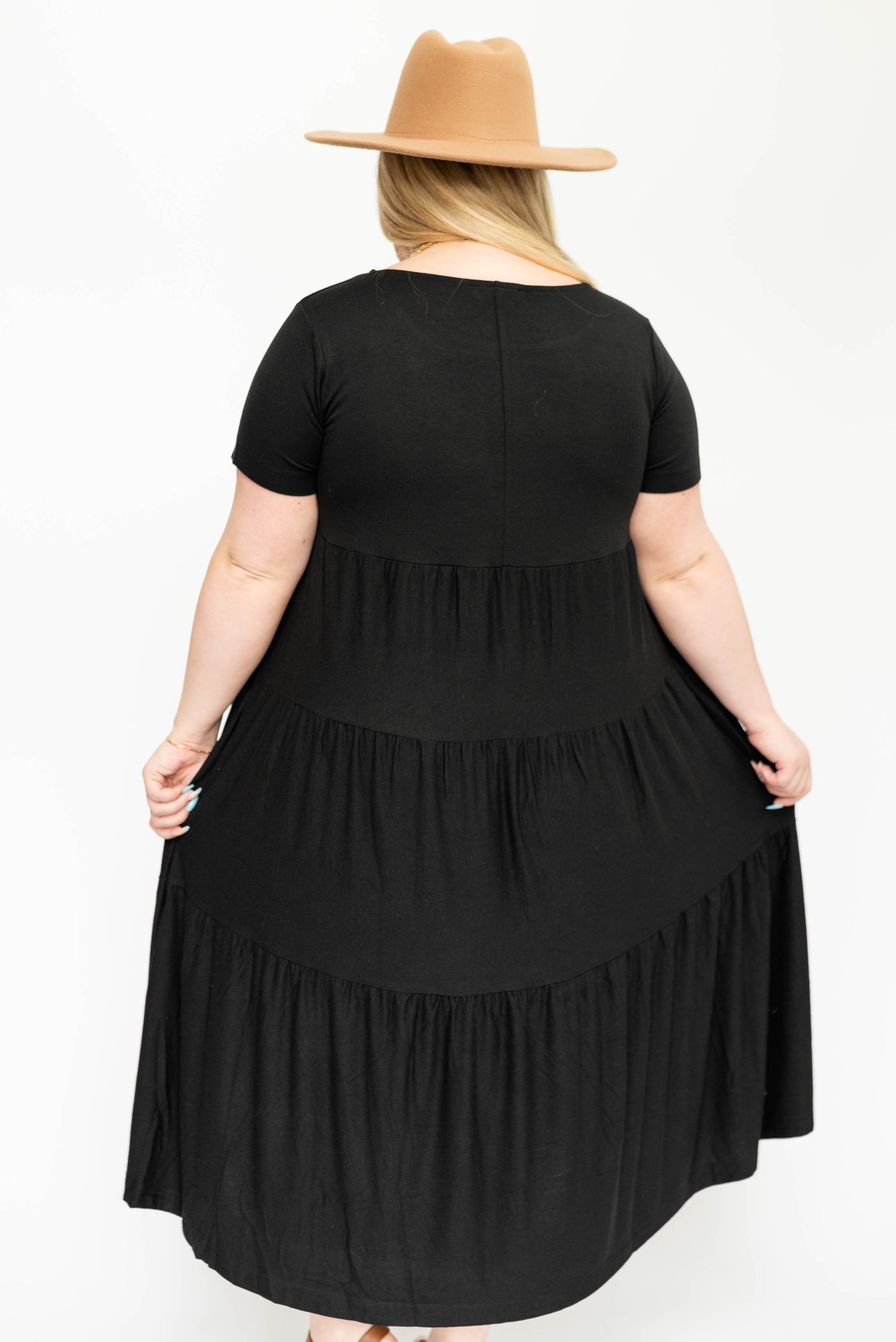 Plus size black tiered dress