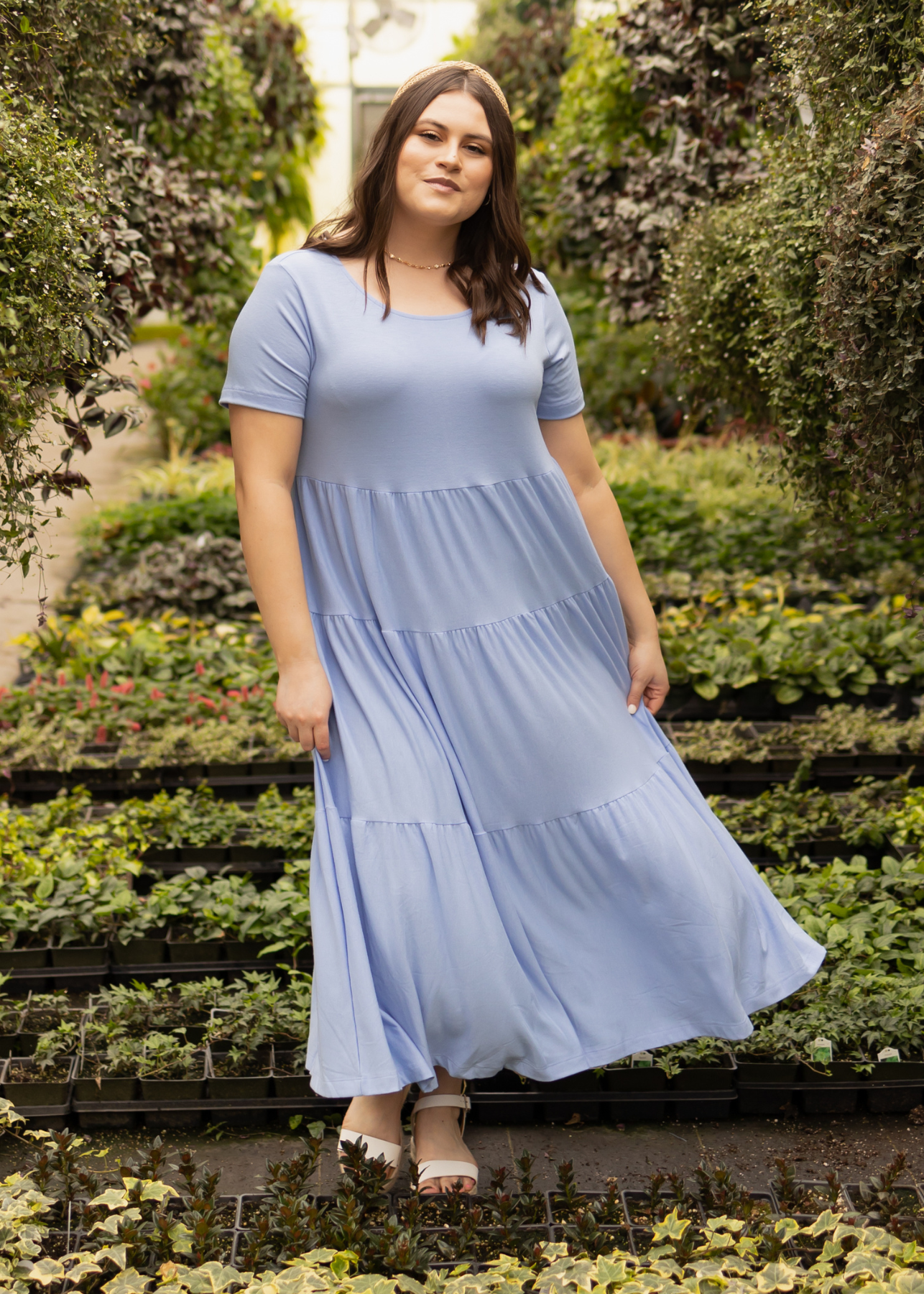 Plus size blue knit dress