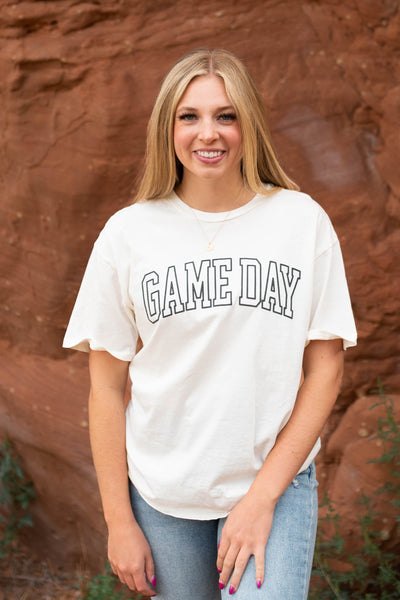 Front view of a game day tee