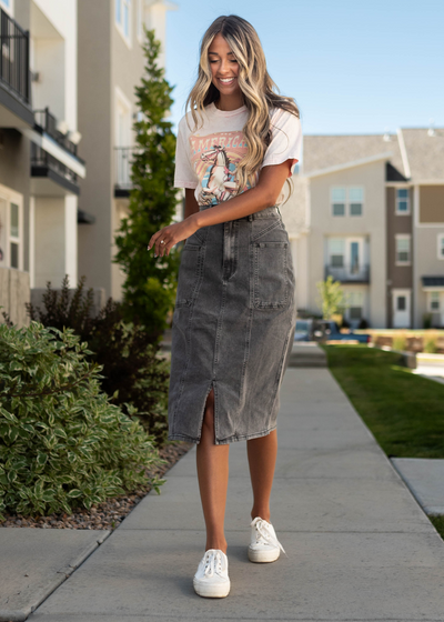 Denim black skirt