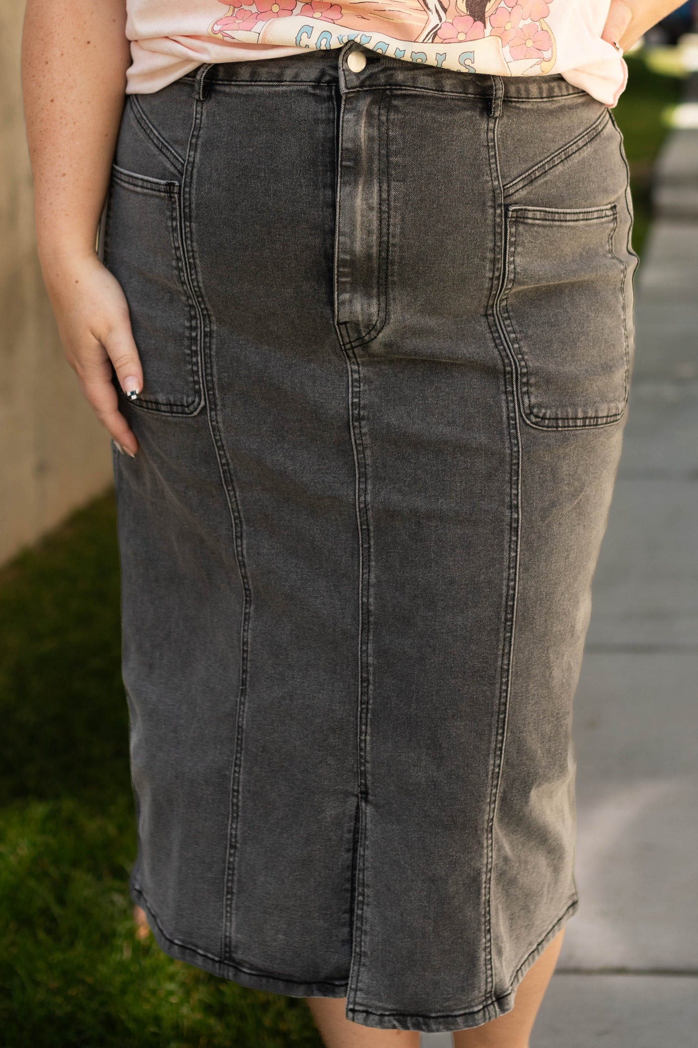 Plus size denim black skirt