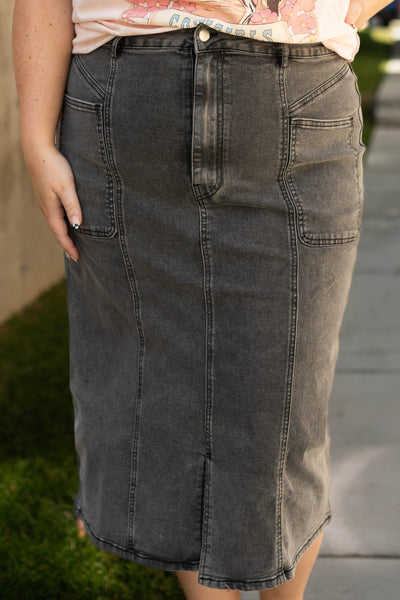 Plus size denim black skirt