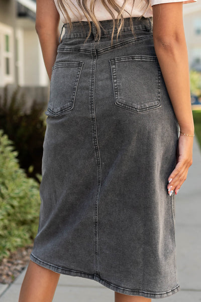 Back of a black skirt with pockets