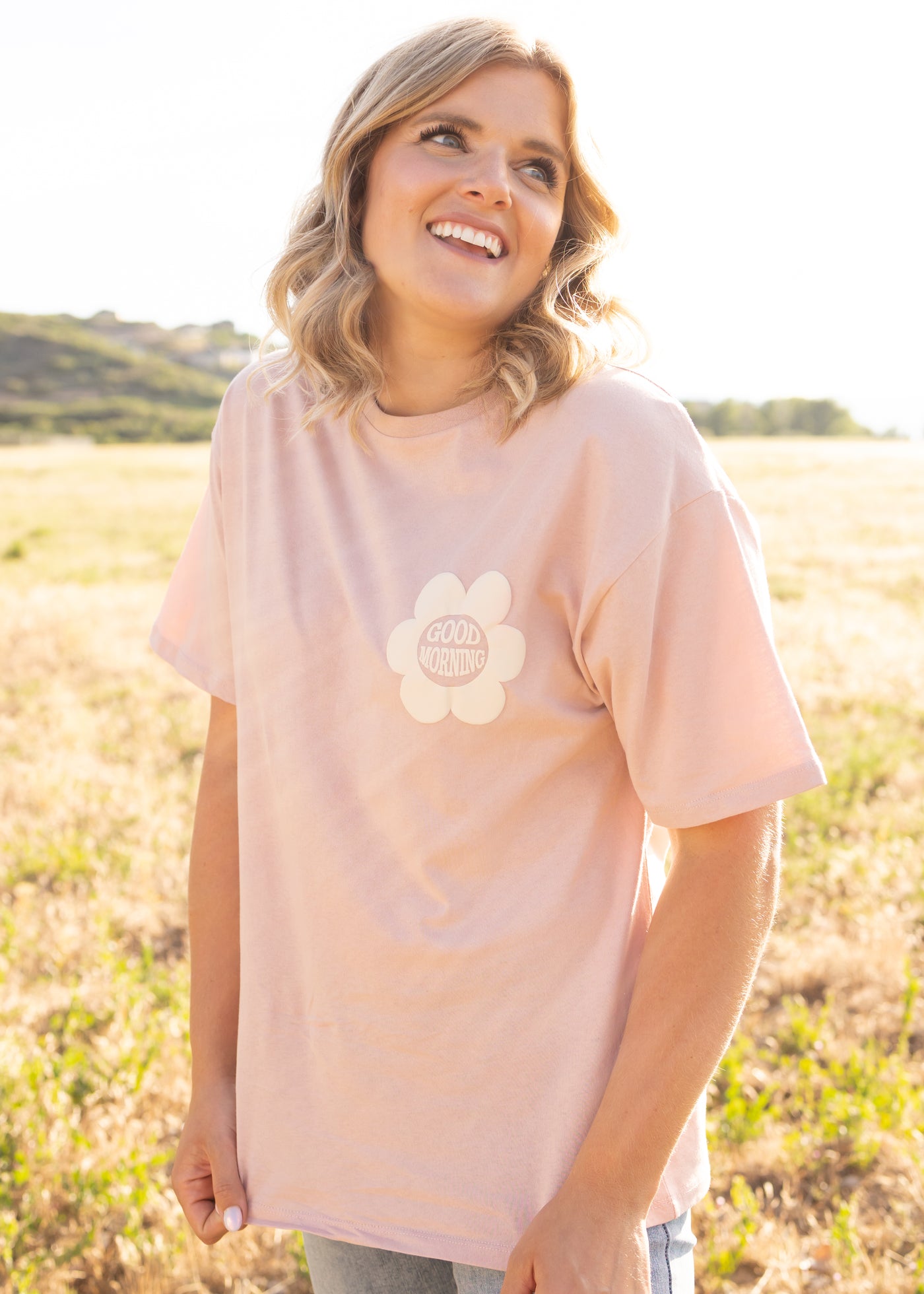 Short sleeve pink top graphic tee