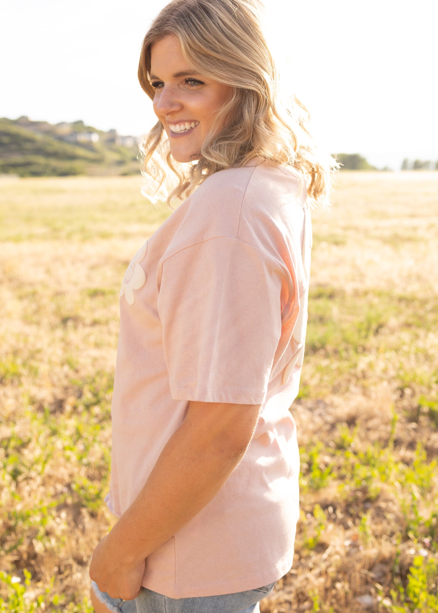 Side view of a pink top