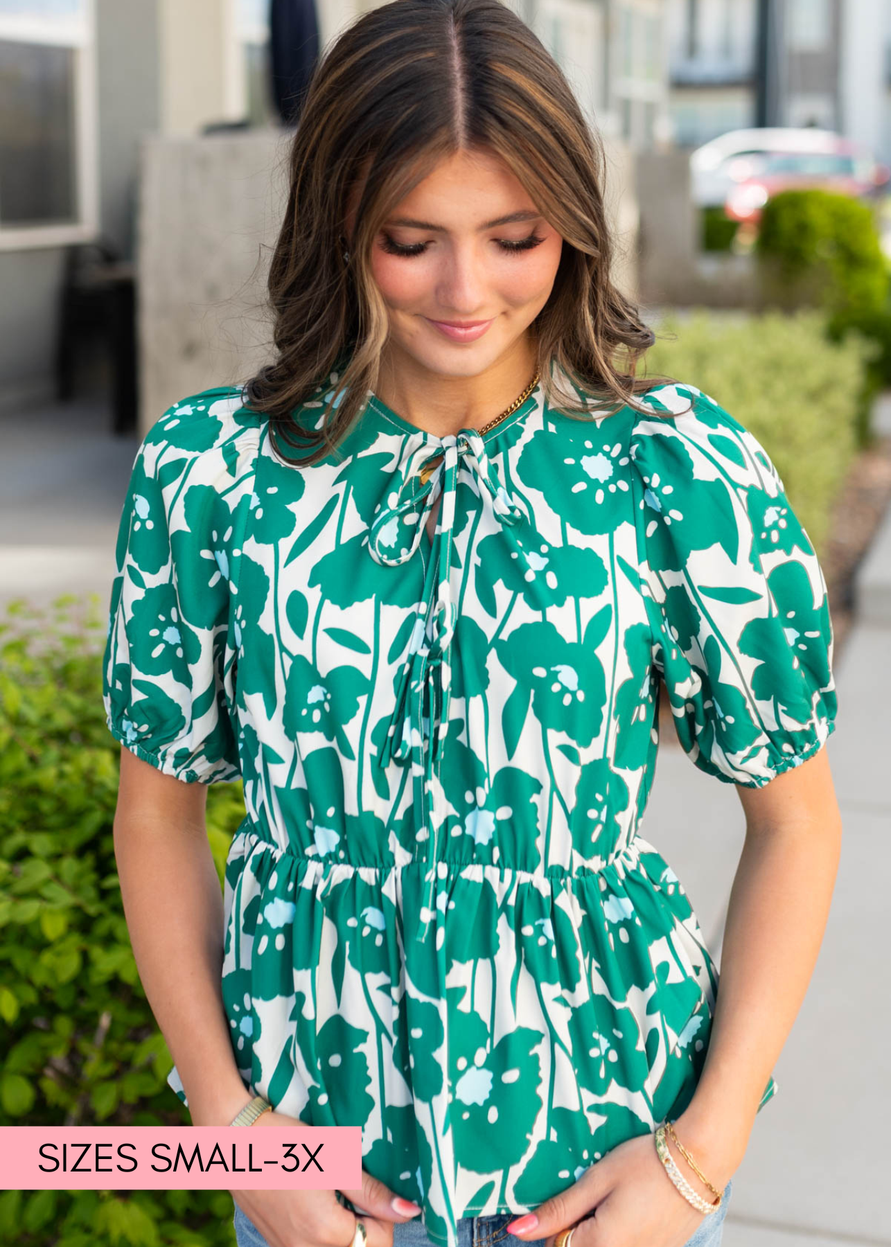 Grace Green Floral Print Top