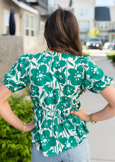 Grace Green Floral Print Top