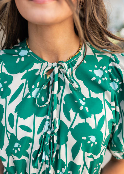 Grace Green Floral Print Top