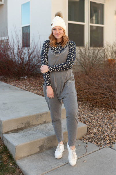Charcoal jumpsuit with pockets