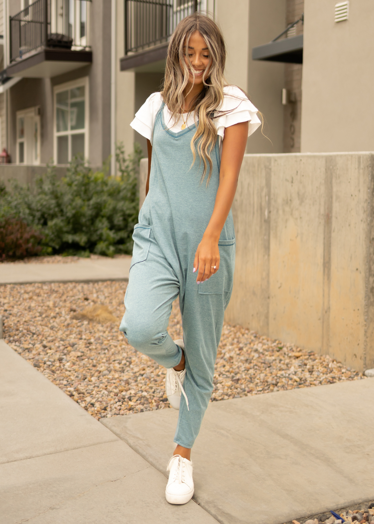 Dusty teal jumpsuit