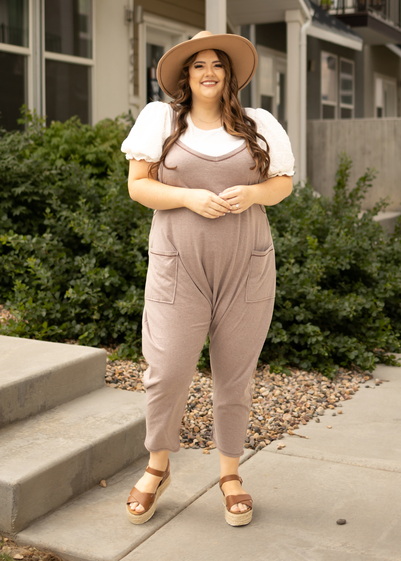 Plus size knit stone jumpsuit