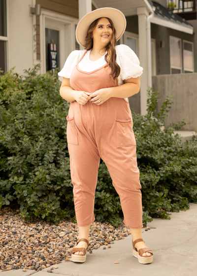 Plus size terracotta jumpsuit