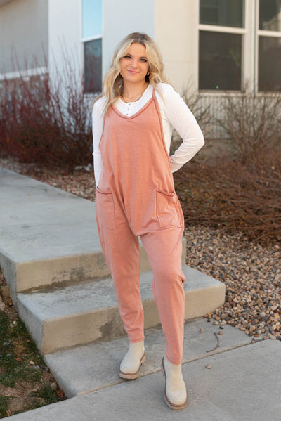 Terracotta jumpsuit with pockets