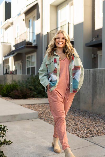 Small terracotta jumpsuit with pockets