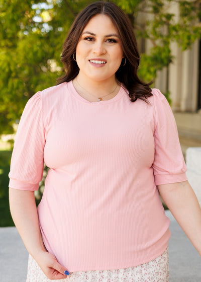 Plus size basic pink top