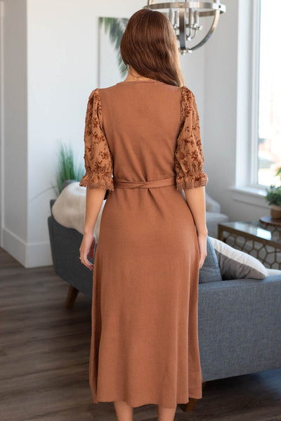 Back view of the brown dress