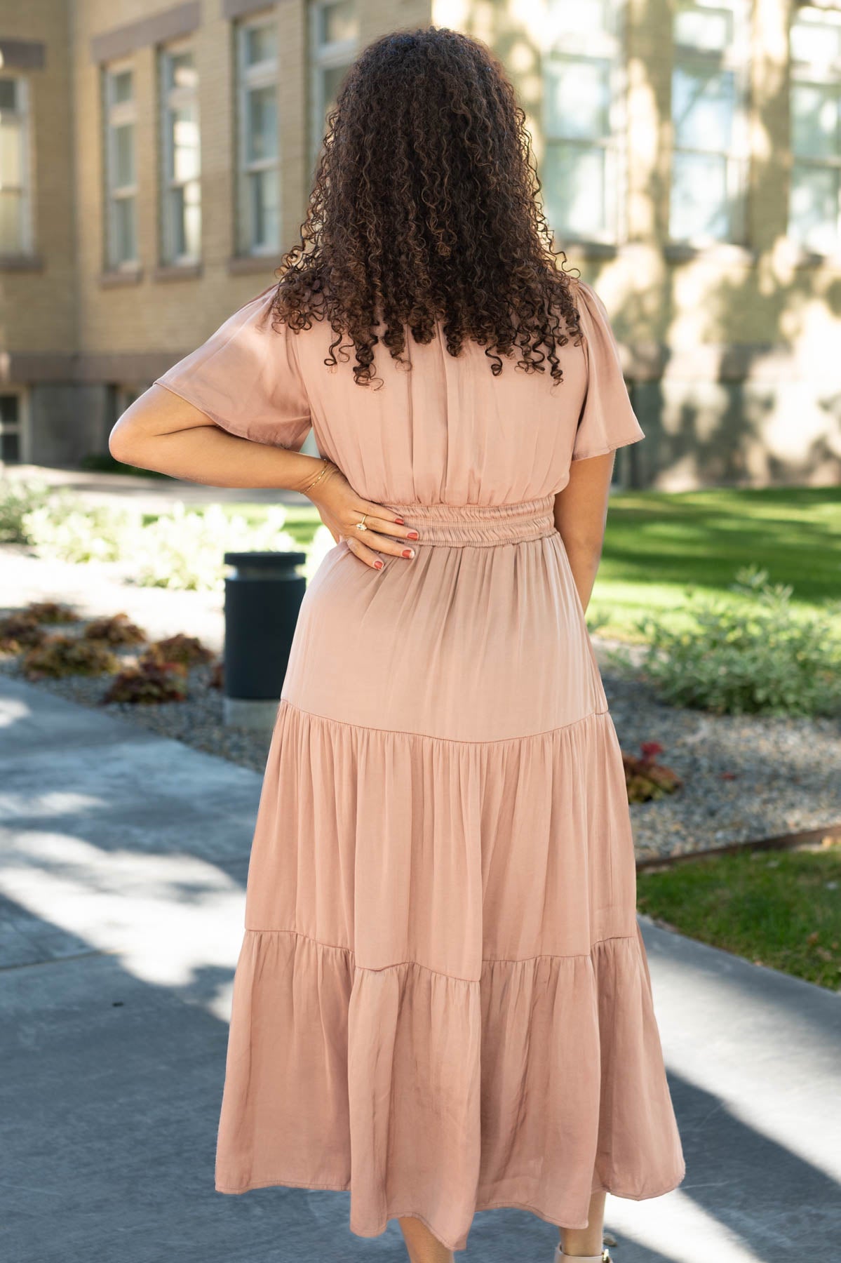 Back view of a coffee dress