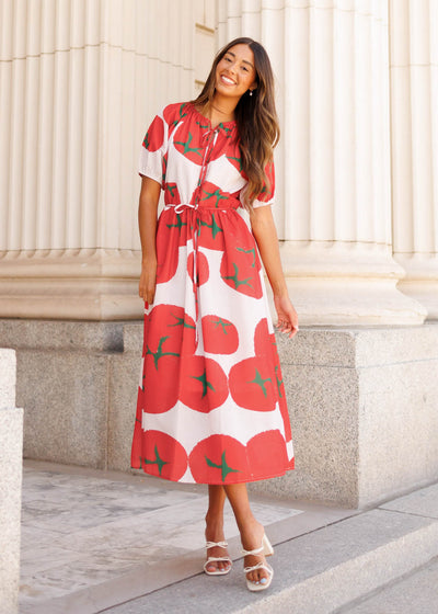 Red pattern dress