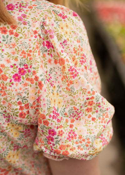 Pink floral top with full sleeve