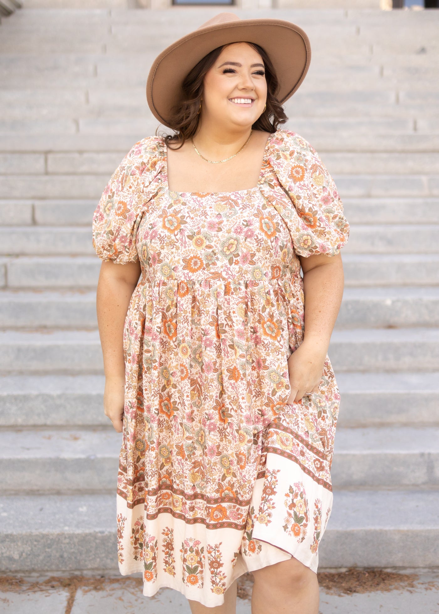 Plus size short sleeve taupe dress