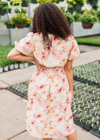 Back view of the multi floral printed dress