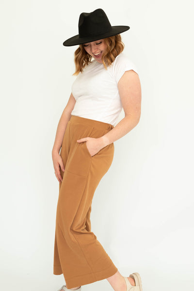 Knit mocha ankle length pants 