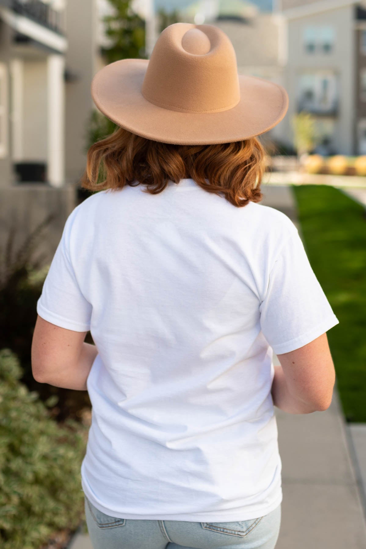 Back view of the hey boo white tee