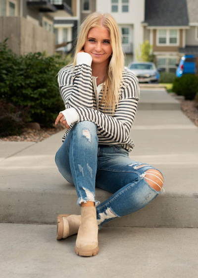Navy striped top